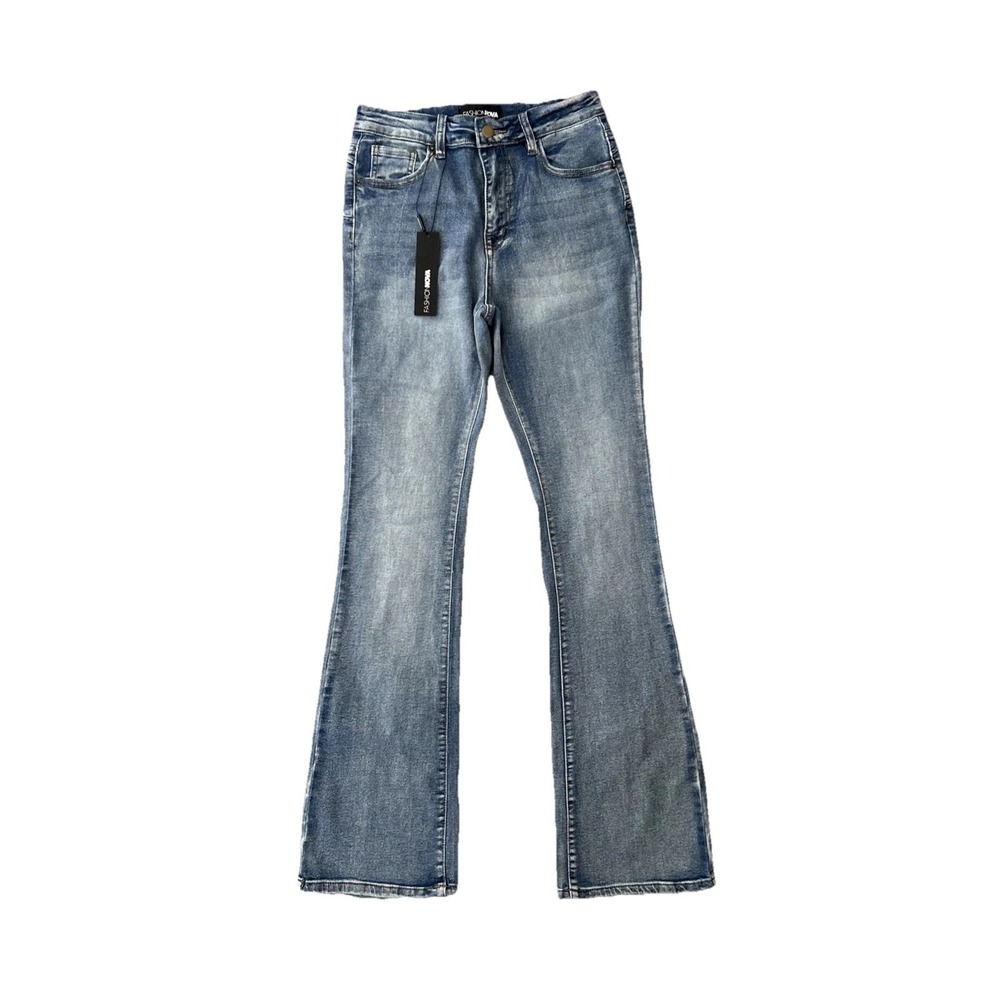 Fashion Nova Gemma Sculpting Stretch Bootcut Vintage Wash Jeans Women's Sz 7 NWT